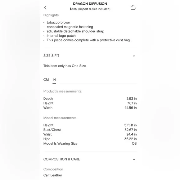 Dragon Diffusion Luna Mezza Should Bag Color Tan - Picture 10 of 10